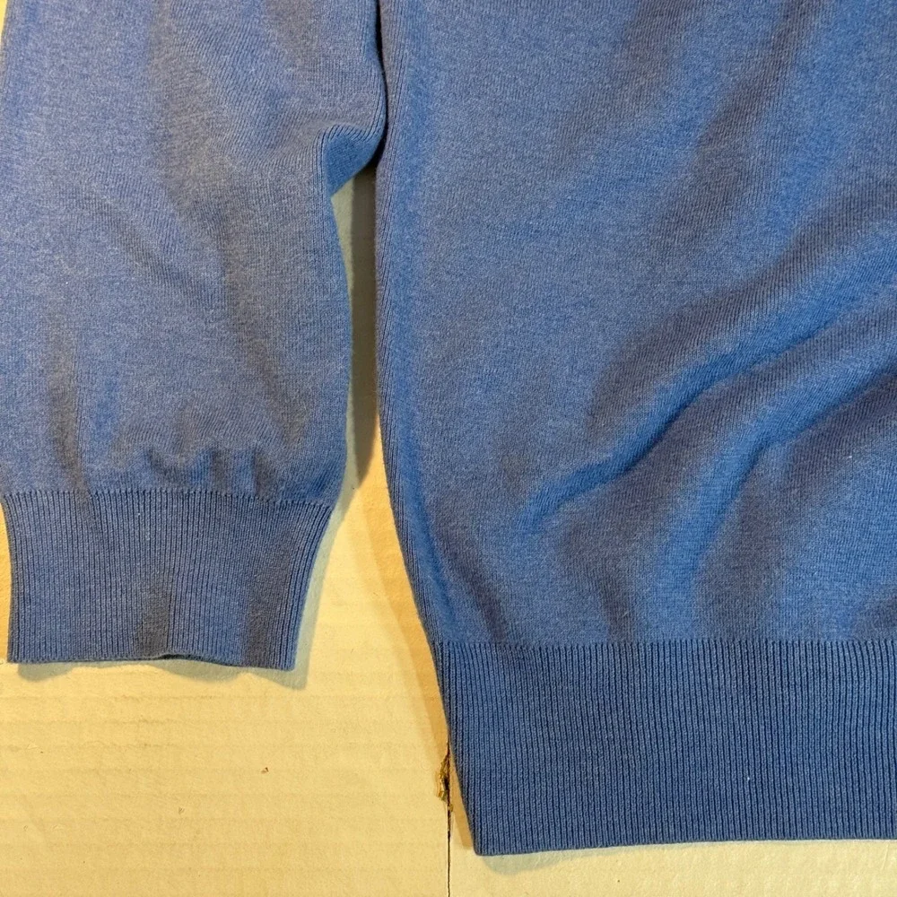 Ralph Lauren Men's 2XL Sweater Preppy Pony Blue Pima Cotton‎ V-neck Jumper EUC